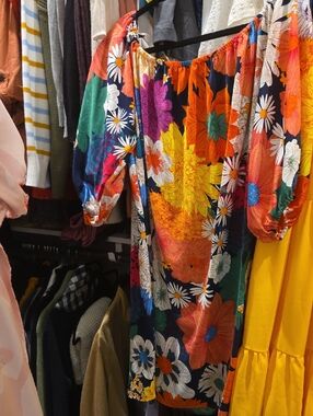 Bright Floral Off-Shoulder Dress - Multicolor